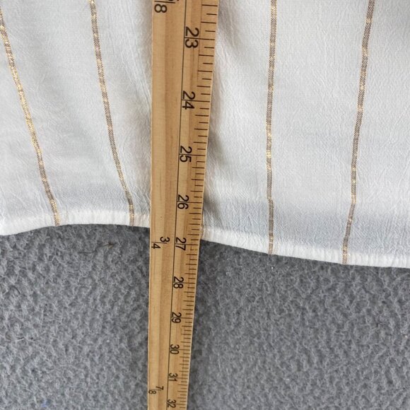 LOFT Top Womens Large White Gold Shimmer Stripe Halter Neck Sleeveless Tied Neck - Picture 8 of 11